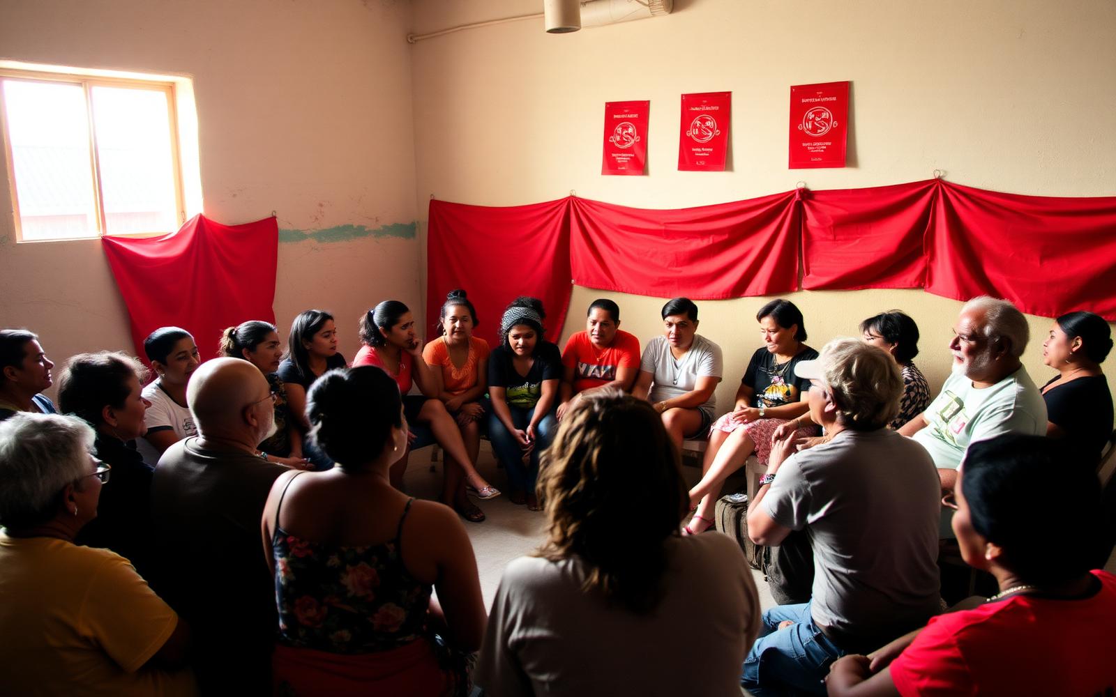 Roda de conversa com moradores em centro comunitário